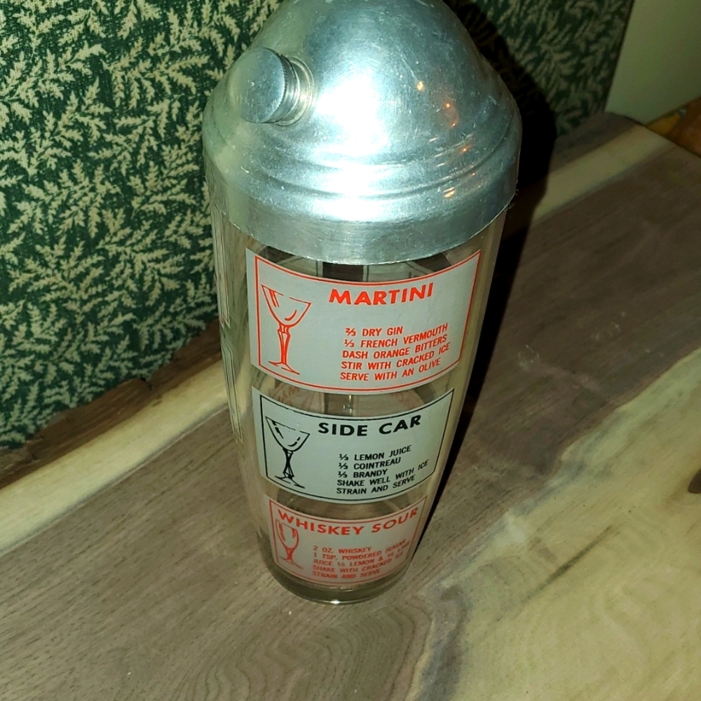 Vintage Cocktail Shaker with recipes